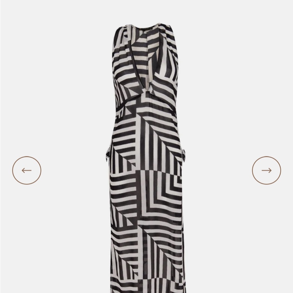 Sully Long Striped Black White Maxi Cover Up Swim Dress L - Picture 5 of 5